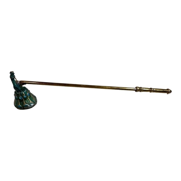 Vintage Cloisonne Peacock Metal Candle Snuffer Long Handle & Decorative Design - Picture 9 of 9